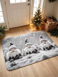 1pc Elegant Tone White Beard Gnome Doormat, Plush Rug, Welcome Mat, Carpet, Floor Mat, Outdoor Doormat, Kitchen Rug, Home Decor, Front Door Mat, Area Rug, Outdoor Mat, Home Decor, Area Carpet, Garden Rug, Washable Carpet - Multicolor - View 1