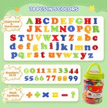 78pcs Magnetic Letters, Numbers And Math Symbols Fridge Magnets - Colorful Plastic Material With Storage Bucket; Montessori-Style Educational Learning Toy, Suitable As Birthday Or Christmas Gift; Also Can Be Used As Teacher Teaching Supplies Or Surprise Small Gift In Christmas Stockings. - Multicolor - View 5