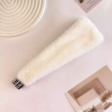 1pc 2026 Autumn/Winter New Plush Headband Faux Rabbit Fur Wide Edge Windproof Outdoor Forehead Warmer Elastic Hair Tie Solid Color Casual Polyester Fiber Anti-Cold Headband - As Shown In the Picture - View 6