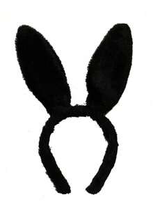 1PC Black Plush Oversized Rabbit Ear Headband, Dark Gothic Cosplay Costume Accessory For Ball Party, Halloween, Easter, Maid Bunny Girl Role Play - Black - View 11