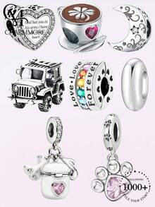 1pc Baby Stroller Paw Print Bluetooth Earphone Pendant, Suitable For Bracelet DIY, Women's Jewelry - Silver - View 11