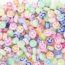 200PCS/500PCS Acrylic Colorful Smiling Face Round Beads Mixed Candy Color Jelly Glow-In-The-Dark Smiling Face Beads Suitable For Handmade DIY Bracelets Necklaces Crafts Jewelry Making - Colorful Glow-in-the-dark  Face Round - View 4