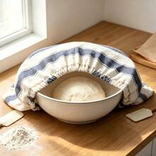 Three Striped Cotton And Linen Elastic Bowl LIDS, Food Covers, Fermentation Covers, Reusable Washable And Stretchable Food Bowl LIDS For Bread Dough Fermentation, Dust-Proof Kitchen Storage LIDS - Multicolor - View 7