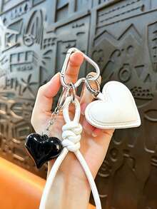 Yogodlns Multi-Color PU Leather Heart Keychain Car Key Ring Cartoon PU Leather Pendant Fashion Bag Charm Car Accessory - Multicolor - View 3