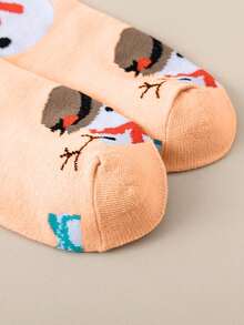 6 Pasang Kaos Kaki Pria Bertema Natal, Dicetak dengan Motif Santa Claus, Rusa Kutub, dan Kepingan Salju, Kaos Kaki Liburan yang Nyaman dan Hangat - MultiWarna - View 10