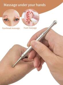 INYUSUN 1pc Dual-Head Reflective Acupressure Massage Pen, Stainless Steel Retractable Ear And Body Acupoint Probe Massage Pen, Deep Tissue Massage, Home SPA, Suitable For Full Body, Eye Area, Facial Meridians, Acupoint Massage Stick, Multiple Styles - Grey - View 4