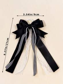 1pc Sweet & Cool Aesthetic Patchwork Bow Charm Pendant, Pearl Chain Bag Accessory, Travel Photo Outfit Decoration - Multicolor - View 8