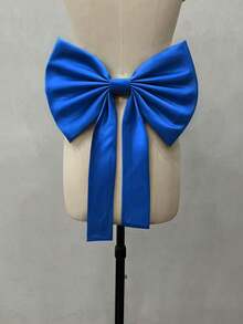 1pc Burgundy Satin Back Large Single Layer Bow + Ribbon Waist Decoration - Multicolor - View 9