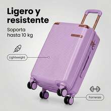 Maleta multifuncional de 20 pulgadas, juego de 2 unidades, con gran capacidad y rotación de 360 grados, ideal para vacaciones familiares y viajes alrededor de la ciudad (azul morado, negro) - Lila Púrpura - Ver 4