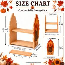 Thanksgiving Turkey Shaped Wooden Storage Rack, 2-Tier Desktop Organizer, Suitable For Books, Baskets, Pumpkins And Autumn Decorations, Home Autumn Holiday Decor Display Rack, Multi-Functional Storage Shelf - View 6