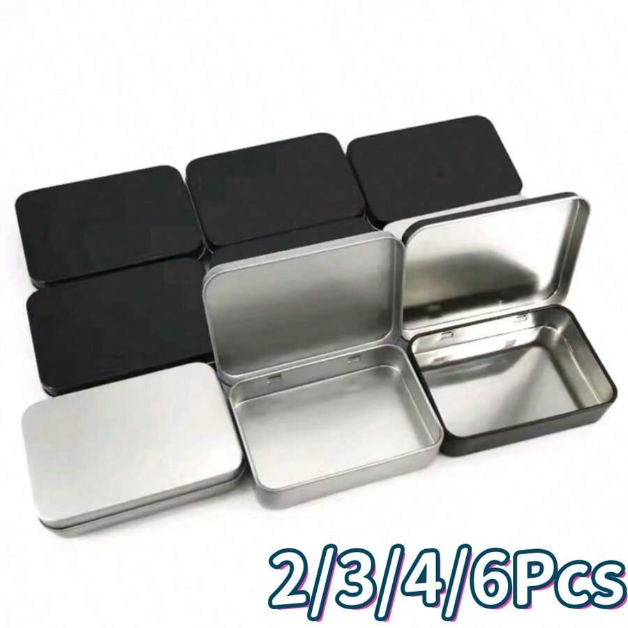 1Pc/2/3/4/6Pcs Flip Top Metal Box, Portable Small Container, Mini Storage Box For Drawing Pins, Beads, Earrings And Jewelry Crafts