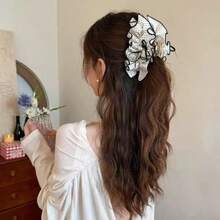 1 High-Quality Fabric Polka Dot Plaid Ruffled Hair Clip, Suitable For Various Occasions Such As Work, Dates, And Casual Wear - Multicolor - View 4