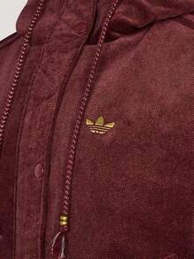 Adidas Originals Women's Casual Embroidered Button Pocket Hooded Winter Jacket - Burgundy - View 5