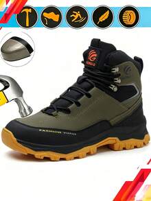 Unisex Steel Toe Work Boots, Anti-Crush And Anti-Puncture, Rubber Sole With Shock Absorption. Durable And Wear-Resistant Training Boots, Suitable For All Seasons And Various Work Environments Including Construction, Gardening And Agriculture - Green - View 3