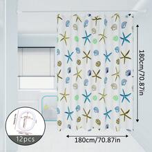 1pc Starfish Pattern Shower Curtain, Bathroom Wet/Dry Separation Divider Curtain, Suitable For Home, Hotel, School Dorm, Comes With Hanging Rings - Multicolor - View 10