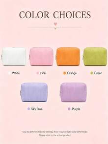 1pc Embroidered Corduroy Makeup Bag, Jewelry Storage Pouch, Customizable Letter Pattern, Personalized Bridesmaid Gift, Cute Travel Toiletry Bag, Unique Birthday Gift - Multicolor - View 10