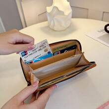 Sweet Girl Style Bow & Bear Print Long Wallet, Practical Multi-Function Zipper Clutch, Large Capacity Card Holder, Pink, Beige, Black, Brown, Gift For Women - Multicolor - View 11