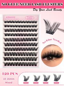 10-Row Reusable Glue-Free Eyelashes - Waterproof Self-Adhesive Design 300D Pointed Cluster Lashes, D Model, Dense Single Cluster Lashes, Suitable For DIY Pointed Grafting, Cartoon Style Grafting, Faux Mink Fur Grafting, Creating Dense Eyelash Effect - D - View 9