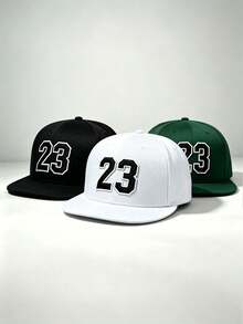 1pc Men Number 23 Embroidered Snapback Cap Adjustable Flat Brim Baseball Hat For Sports Hip‑Hop Street Party Travel Daily Outdoor Wear - Multi-color - View 8