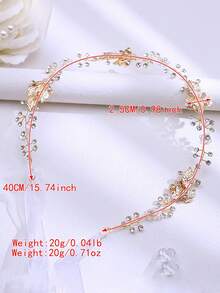 1pc Simple Alloy Leaf Crystal Elegant Hair Band Chic Bridal Hair Accessories For Weddings Anniversaries Events - Silver - View 4