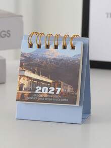 2027 Mini Landscape Desk Calendar Healing Nature Scenery Desktop Ornament Spiral Bound Calendar, Study Office Planning Memo Small Calendar, Daily Check-In, Christmas Gift, Holiday Gift - A - View 2