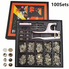 Set Alat Pemasang Kancing Logam 100 Pcs/Set Tang Kancing Jepit untuk DIY Pakaian Jaket dan Kerajinan Kulit - Set isi 100 buah - View 2