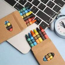 6/12/24pcs (1/2/4 Boxes) Colored Crayons, 6 Mixed Colors - Mini Boxed Crayons With Packaging - Perfect For Classroom, Home Birthday Party And School Teacher Gift (Handmade, Slight Imperfections Do Not Affect Use) - A - View 4