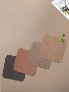 2pcs/1pc European Vintage PU Leather Coasters Multi-Purpose Desk Mat Protector For Office Home Desktop, Compatible With Ceramic Water Cups, Mugs, Cafes, Guest Rooms, Prevent Water Stains On Desktops, Enhance Guest Experience, Add Texture To Workspace - Multicolor - View 3