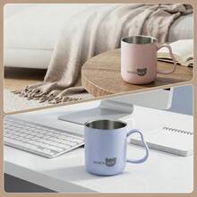 304 Stainless Steel Flat Bottom Coffee Mug, Unbreakable Double Wall Cup, Plastic Mugs With Handles, Reusable Milk Tea Cup For Student School Office - Multicolor - View 8