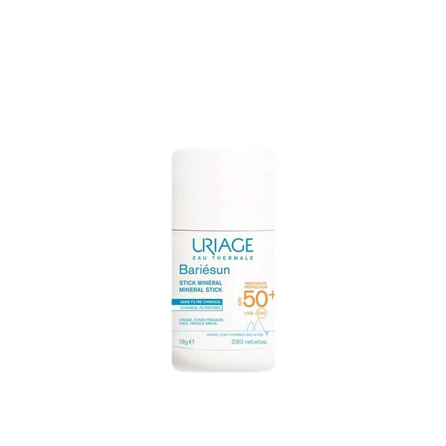 Uriage أورياج بارييسن ستيك معدني SPF50+ 18 جرام - واقي شمس معدني في شكل ستيك، فلاتر معدنية 100%، بدون عطر، مقاوم للماء، مناسب للبشرة الحساسة، تنسيق ستيك، محمول، حماية UVA، حماية UVB، فيتامين E، زبدة الشيا - نحاس - مشاهدة 1