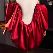 1pc Detachable Satin Exaggerated Petal Sleeve Cape Bridal Accessory Shoulder Sleeve, Beige Black Burgundy Optional - Multicolor - View 12