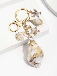 Hot Selling New Handmade DIY Creative Marine Life Resin Shell Conch Keychain 1pc Cute Ocean Style Starfish Conch Keyring Pendant Women Bag Charm Event Gift Suitable For Daily Use Gift For Best Friend - Multicolor - View 12