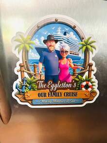 Personalized 2D-Style Design Character Photo Fridge Magnet With Text, Custom Nautical Cruise Ship Refrigerator Magnet, Home Decor Birthday Cruise Vacation Gift, Vacation Gift For Family Friends Home Kitchen Decor, Ocean Voyage Memory Keepsake - Multicolor 3 - View 9
