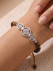 ZIRUISP 1pc Witches Knot Bracelet Women Men, Natural Stone Beaded Adjustable Rope Wristband Celtic Knot Boho Jewelry Spiritual Protection Amulet Birthday Gift - 3-layer Witchy Beaded Bracelet - View 5