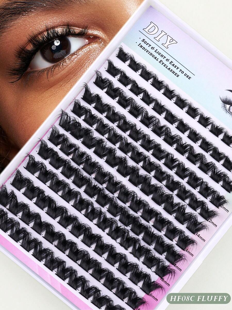 D-Curl Lash Clusters, Single Fluffy Lashes, 12 Rows Mixed Length 10-16mm Lash Extensions, Soft Natural Voluminous False Lashes, DIY Lash Extension At Home, Lash Clusters, Single Lashes