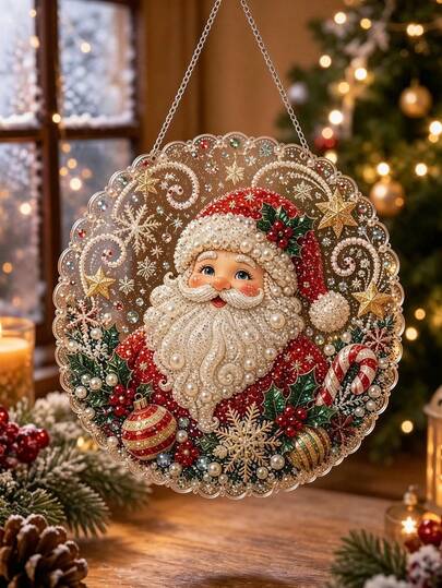 Christmas & Halloween DIY Diamond Painting Kit, Handmade Pearl Diamond Art, Acrylic Diamond Painting Set, Holiday Window & Wall Hanging Decor Craft Supplies