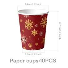 50PCS Christmas Paper Tableware Kit, Golden Foil Snowflake Disposable Plates Paper Cups Napkins, Festive Table Decor For Christmas Family Gathering Party - Multicolor - View 11