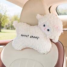 1pc Cartoon Soft Plush Car Headrest Neck Pillow, All-Season Use, Women's Car Interior Accessory - A - View 2