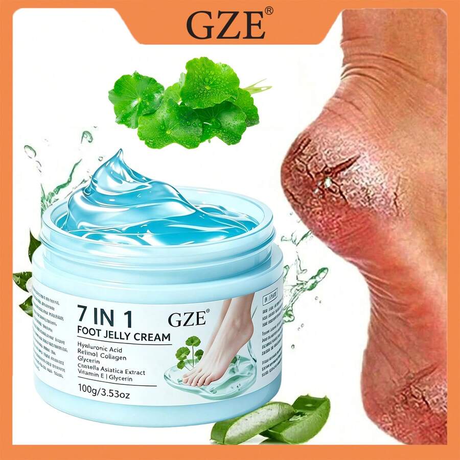 GZE 7-In-1 Foot Jelly Cream, Moisturizing Softening Foot Care Cream With Centella Asiatica Extract, Nourishes Dry And Rough Foot Skin, 100g - Fresh - View 1