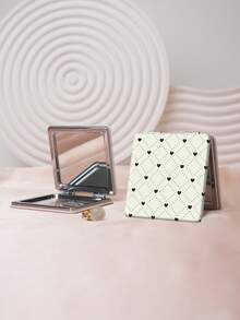 1pc Millennium Y2K Series Portable Folding Makeup Mirror, Lightweight Ultra-Thin Convenient Durable PU Leather, Suitable For Various Occasions Travel Party Work School, Fit For All Ages Universal - Multicolor - View 2