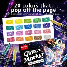 20pcs Glitter Metallic Markers, Direct Liquid Design, Smooth And Even Ink Flow, Anti-Clogging, Shiny Glitter Decorative Pens, High Aesthetic Value, Multi-Color Sparkling Hand-Drawn Pens, Suitable For Bullet Journal, Greeting Cards, Photo Albums, Posters, DIY Creative Decoration Tools - Flash Pen - View 2