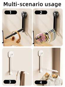 1pc Wall-Mounted Suction Cup Clothes Drying Rack, Suction Cup Hook Laundry Storage Box, Space-Saving, Retractable And Reusable, Portable Behind-Door Hook, Suitable For Indoor, Balcony, Bathroom, Bedroom, Closet And Other Places, No Drilling Required (Random Color) - Multicolor - View 4
