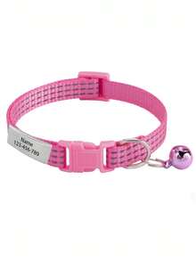 1pc Customized Reflective Pet Collar With Bell Adjustable Customizable Pet ID And Contact Information Suitable For Cats And Small Dogs Pet Accessories Decoration Gift For Pets - Multicolor - View 5