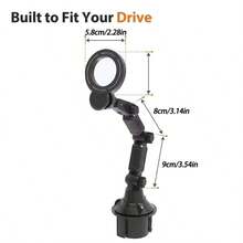 Car Cup Holder And Phone Holder, Magnetic Cup Holder, Adjustable Car Phone Holder With Extended Base, Articulated Arm And 360° Rotation, Stable Phone Holder For Center Console, Hands-Free Navigation, Easy Installation, Suitable For Most Vehicles, Perfect Gift For Christmas, Halloween And Birthdays. - Black - View 1