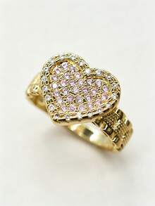 Women's Fashion Asymmetrical Heart-Shaped Ring, Jewelry Gift For Daily, Party, Christmas, Thanksgiving - Gold - View 12