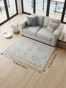 1pc Light Blue Bohemian Living Room Rug. Suitable For Kitchen, Dining Room, Bedroom, Room Holiday Decor, Indoor/Outdoor, Office, Lobby, Non-Slip Doormat, Bathroom Rug, Hallway, Study Gaming Area Rug. - Dusty Blue - View 17