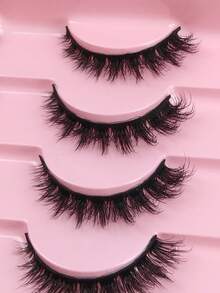 10 Pairs False Eyelashes Natural Full Strip Black Band Lashes Fluffy Short Eyelash Cross Wispy Faux Mink Lashes For Daily And Party Makeup Long-Lasting And Looking Eyelash Extensions Strip Lashes,Lashes,Eyelashes,Fake Lashes - Black - View 4