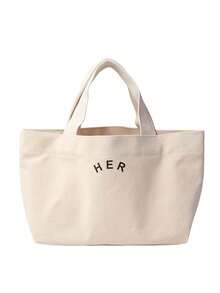 Casual Minimalist Letter Canvas Tote Bag Large Capacity For Outing Shopping Street Strolling High Cost-Performance Fashion Versatile Suitable For Moms With Kids Students Office Workers - Beige - View 3
