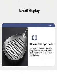1/2pcs Stainless Steel Strainer Spoon, Large Stainless Steel Colander, Pasta Strainer, Kitchen Filter, Suitable For Thanksgiving, Eid Cooking, Hot Pot, Pasta Draining, Peppercorn Straining - Silver - View 5