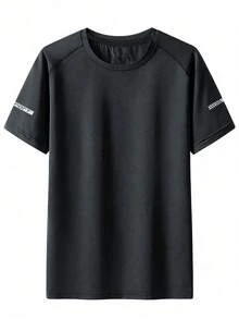 3pcs/Set Solid Color Short Sleeve T-Shirt Women's Summer Minimalist Sports Top, Elastic Minimalist T-Shirt Black - Black - View 8